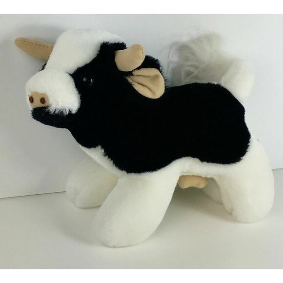 Vintage Mary Meyer Cow Plush with Tan Horns Farm Animal 9" - Picture 1 of 8